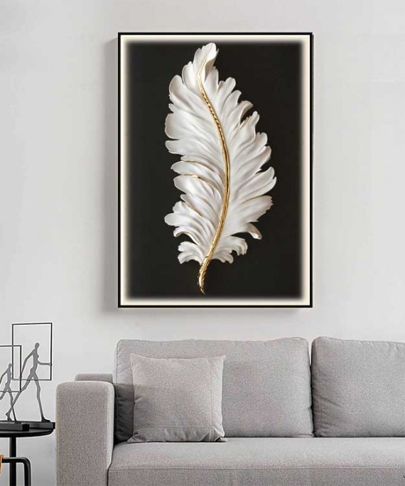 Black Frame 80*120 Cm Feather White And Black Crytsall Porsalein Painting 
